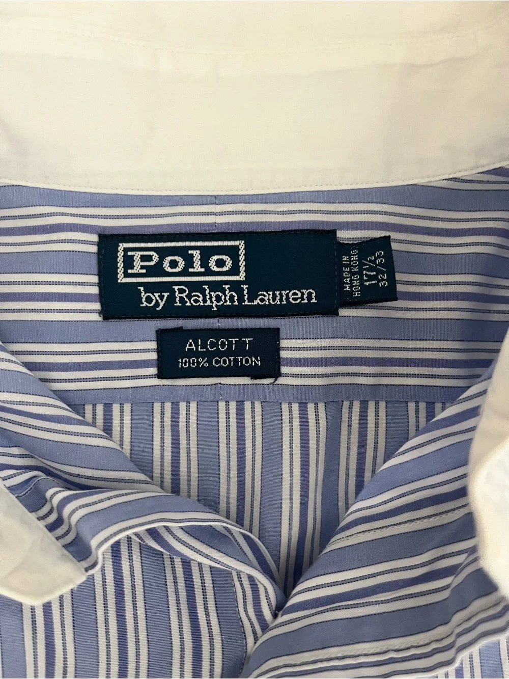 Polo by Ralph Lauren Blue and White Striped Alcott Dress Shirt